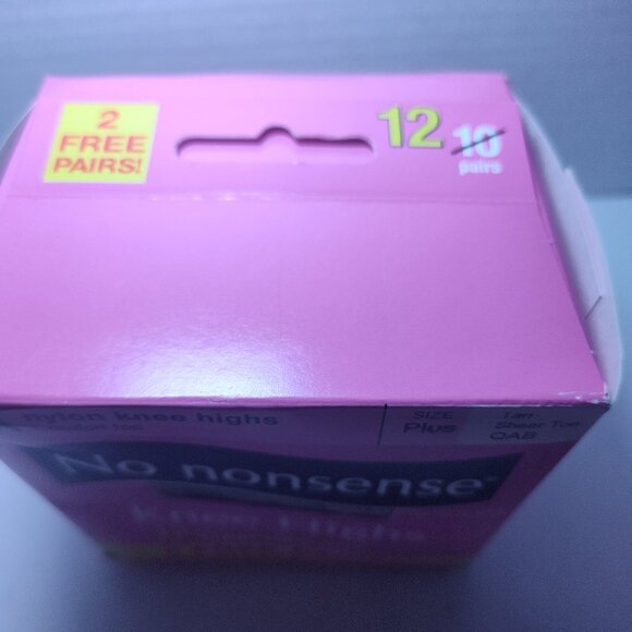 No Nonsense Comfort Top Nylon Knee Highs, Tan, Plus Size, Reinforced Toe 12 Pack - Picture 2 of 6